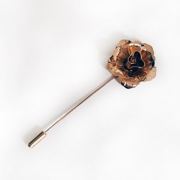 Other - Mens Metal 3D Rose Lapel Pin Brooch Gold